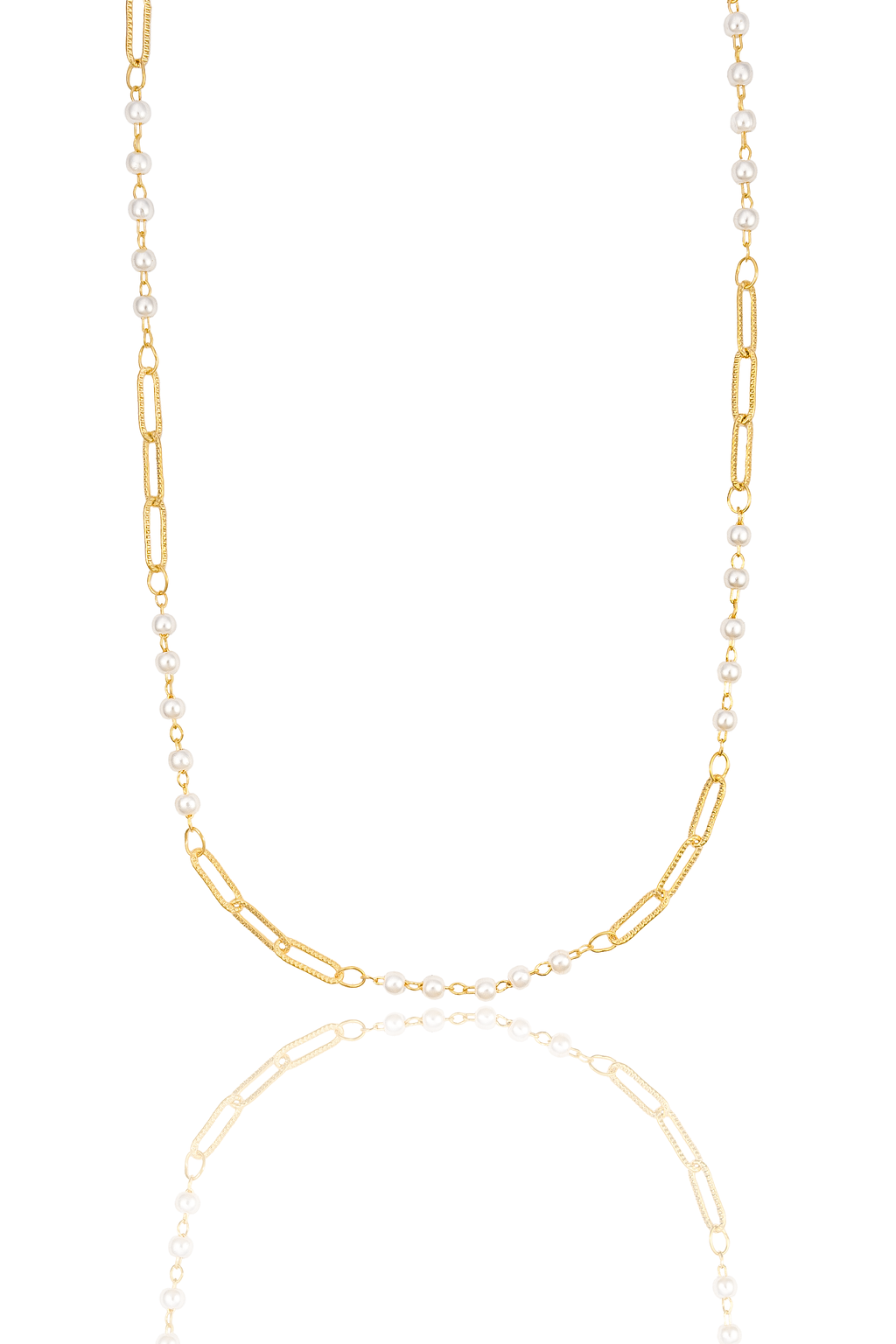 Textured Paperclip and Pearl Charm Necklace (H262/I135A)-0
