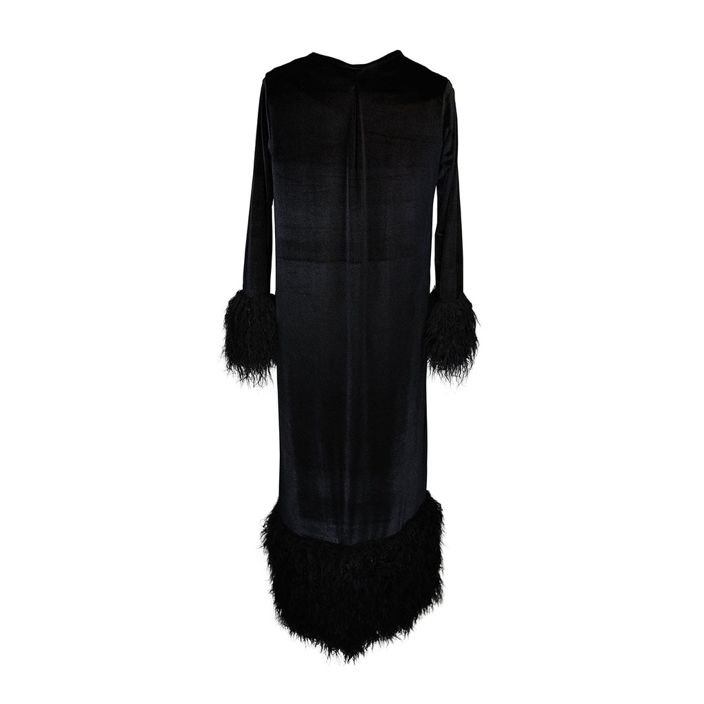 Buxom Black Velvet Faux Fur Cuff Coat