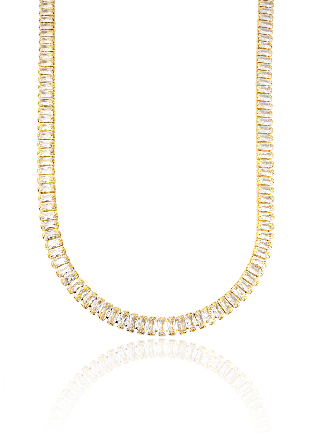 6mm CZ Baguette Necklace (F93/I129)-0