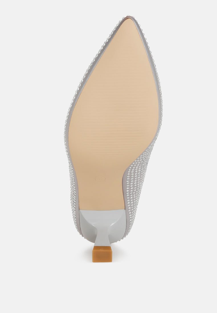 Dinah Rhinestones Embellished Kitten Heel Pumps-4