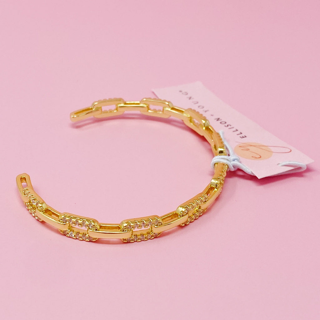 Alternatively Linked Open Bangle Bracelet-3