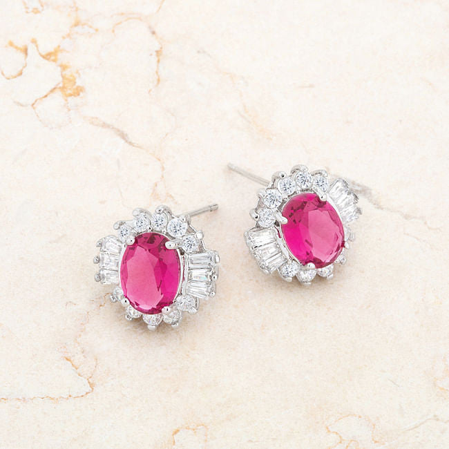 Chrisalee 3.3ct Ruby CZ Rhodium Classic Stud Earrings-2