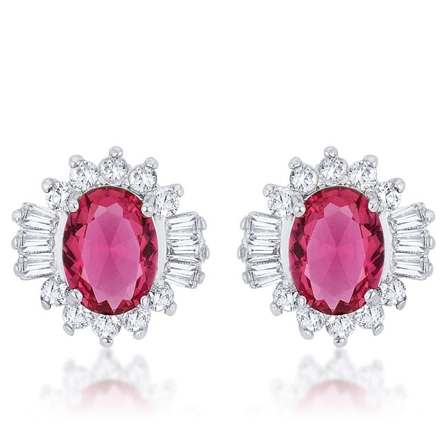 Chrisalee 3.3ct Ruby CZ Rhodium Classic Stud Earrings-3