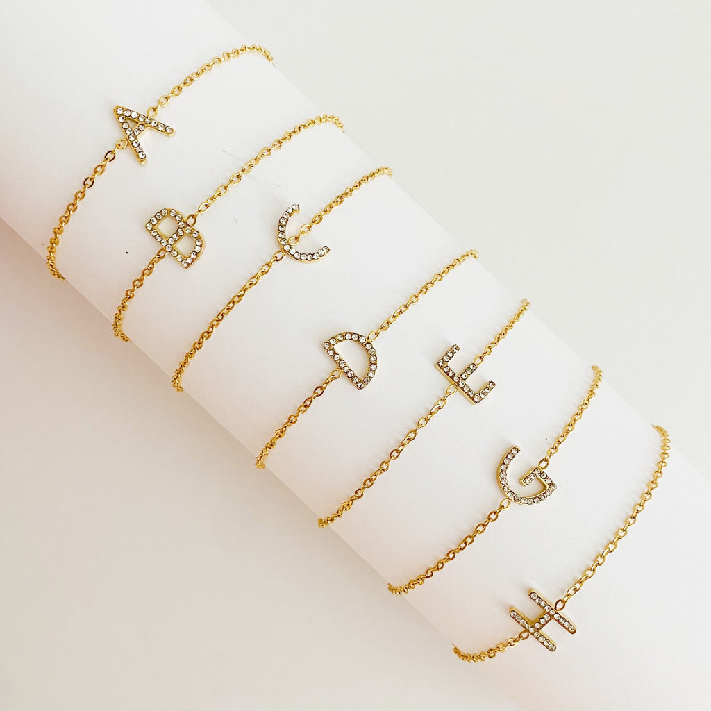 Dainty Sparkle Initial Bracelet-1