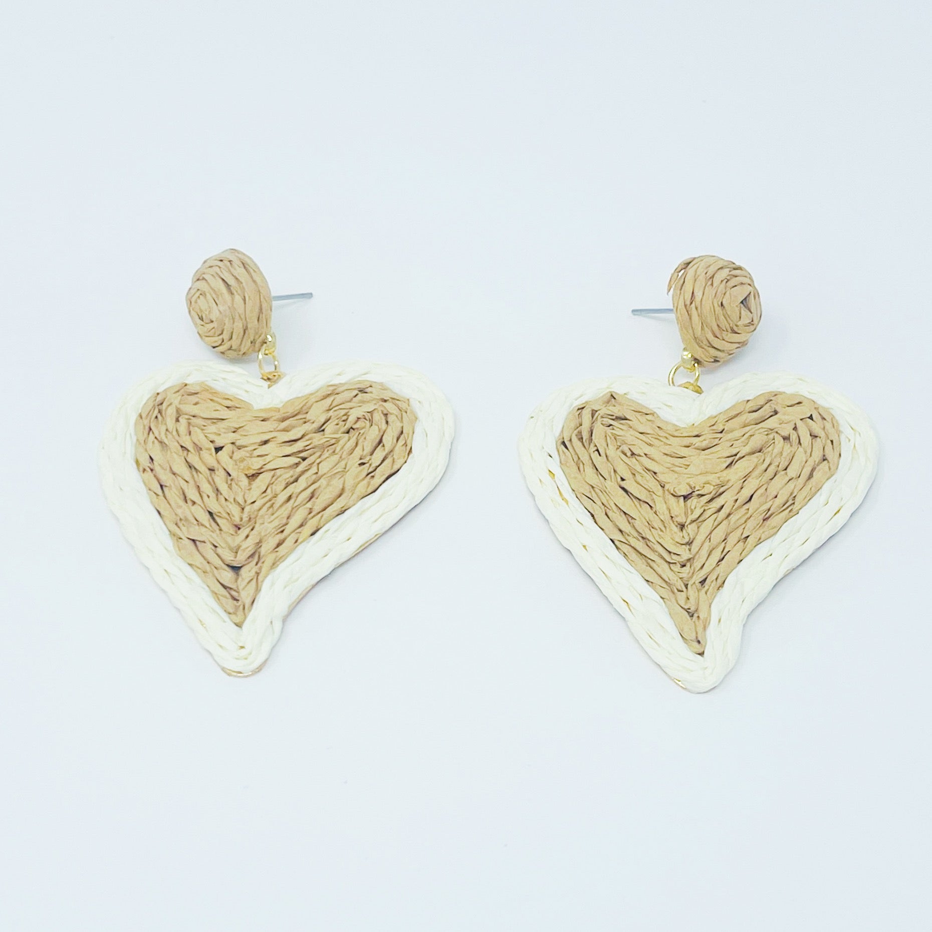 Sunny Days Heart Raffia Earrings-5