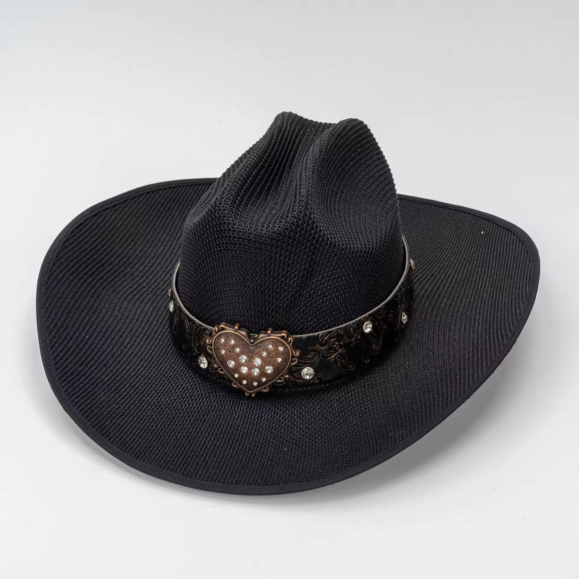 Rodoe Hearts Woven Straw Cowboy Hat-1