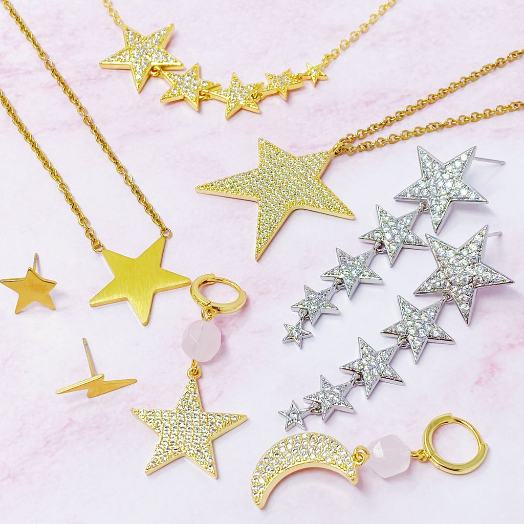 Five Stars Dangle Down Earrings-4