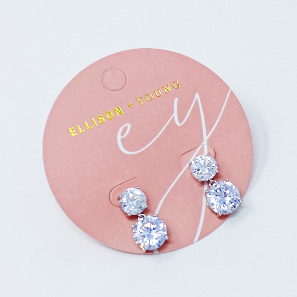 Double Diamond Dangle Earrings-4