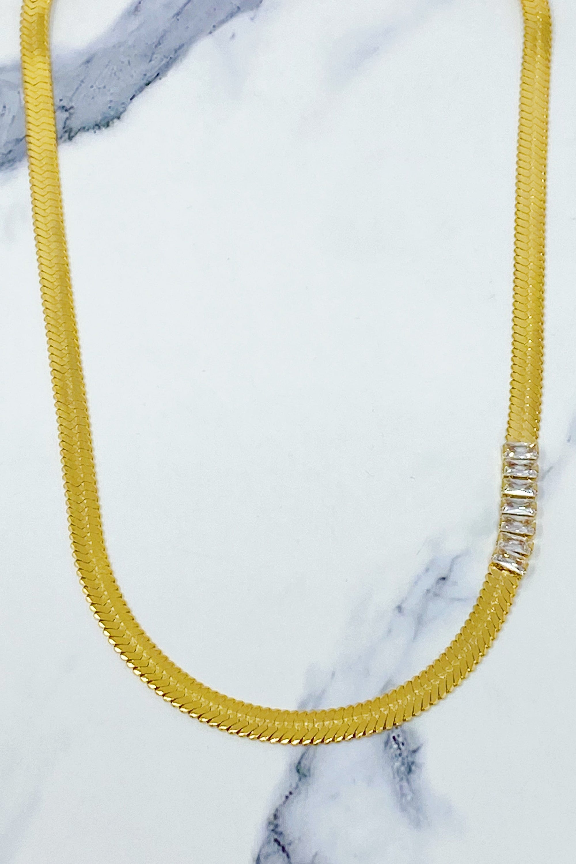 Herringbone Jeweled Necklace-0