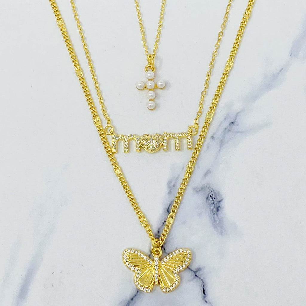 Shell Pearl Cross Necklace-4