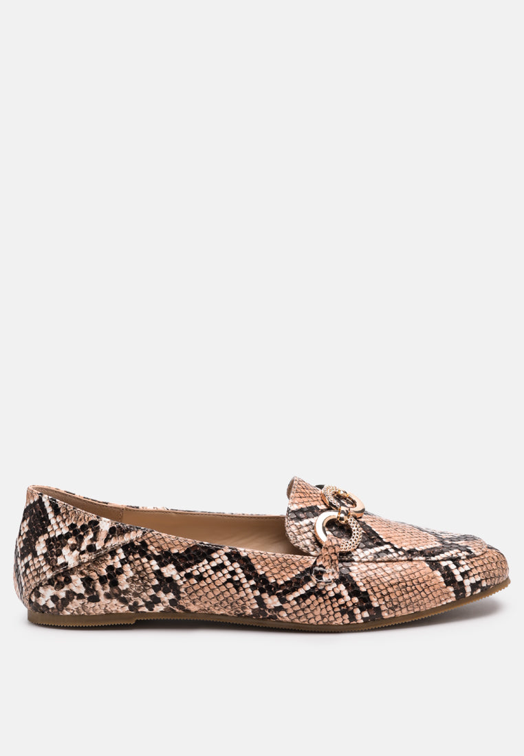 Wibele Croc Textured Metal Show Detail Loafers-5