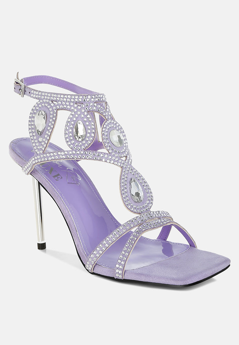 Fialka Diamante & Rhinestones Stiletto Sandals-3