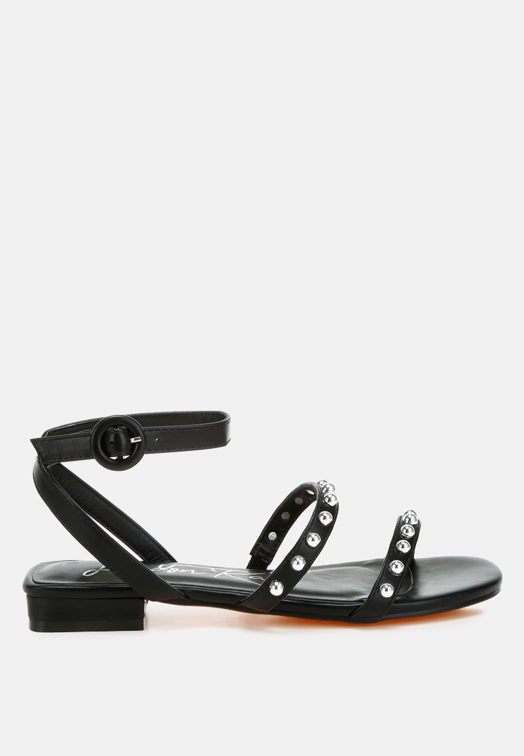 Flippity Studded Ankle Strap Flat Sandals-8