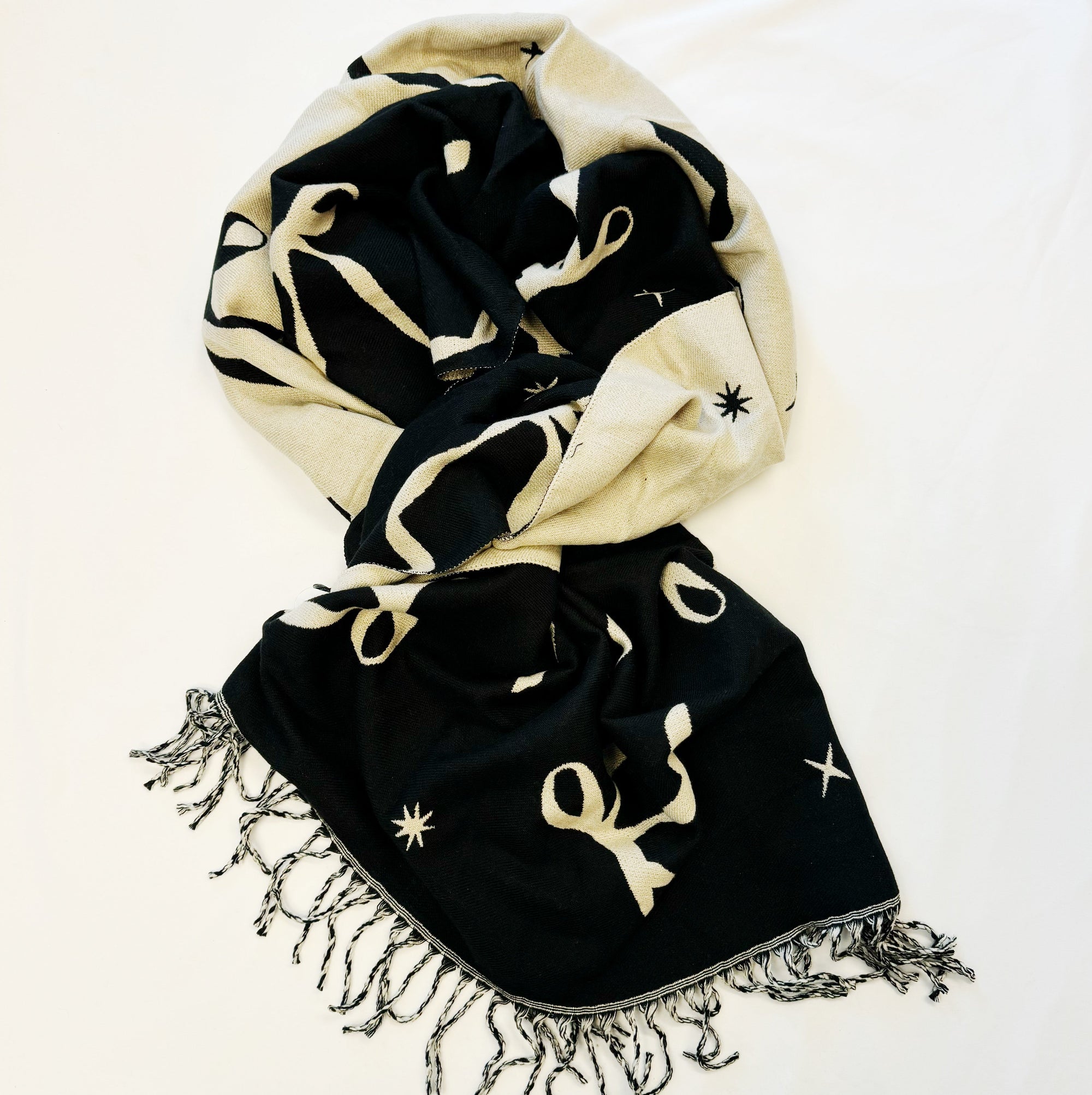Ballerina Bow Fringed Scarf-1