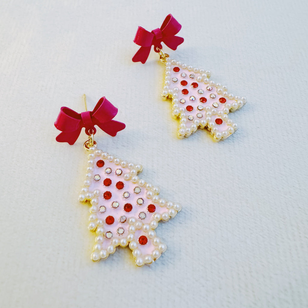Merry And Bright Bow Tree Earrings-2