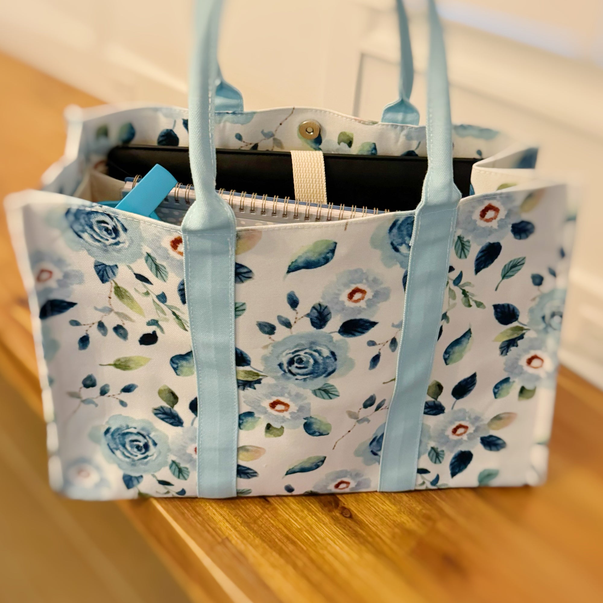 Bloom Blue Floral Couture Tote-2