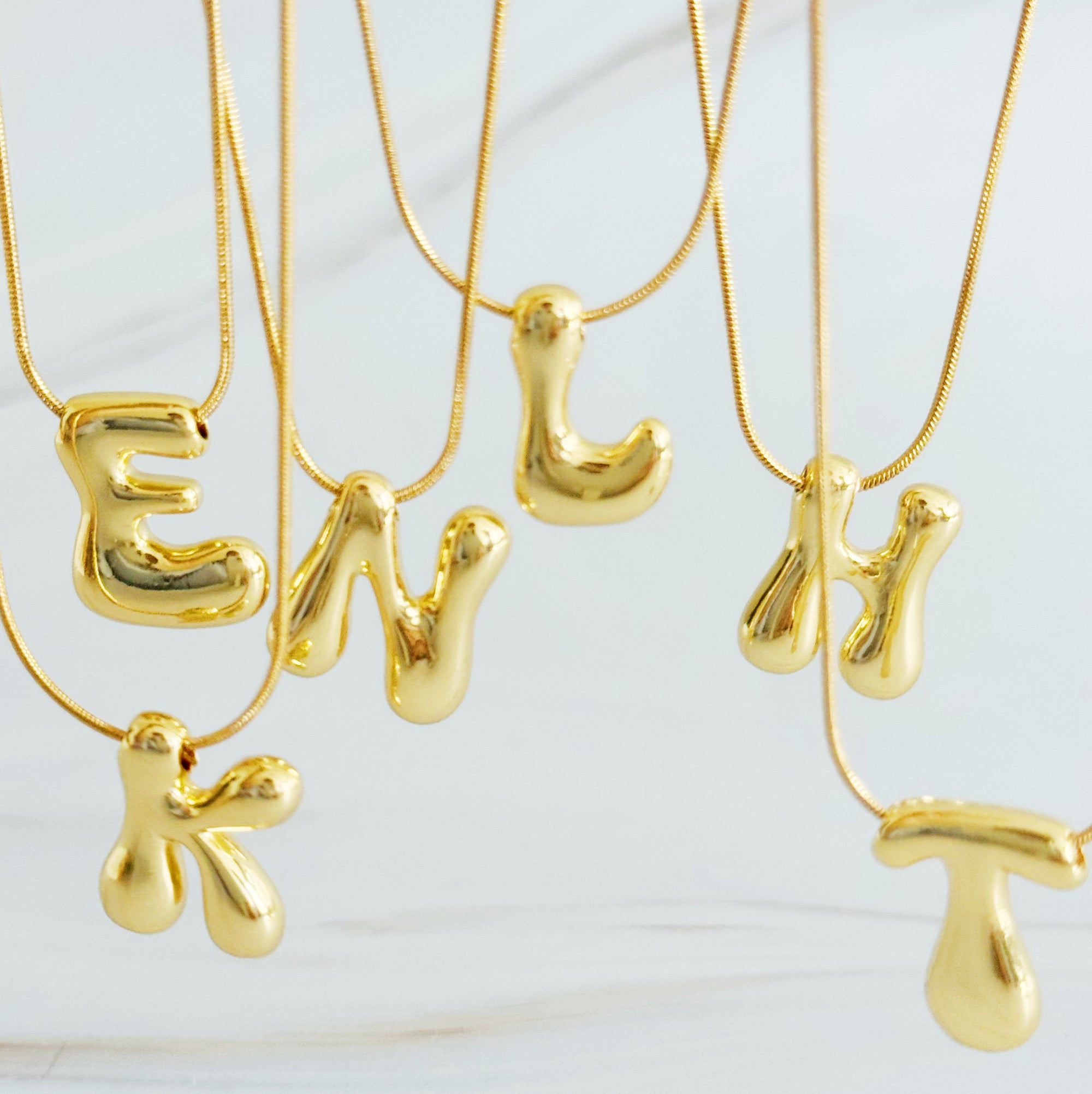 Balloon Letter Initial Necklace-0