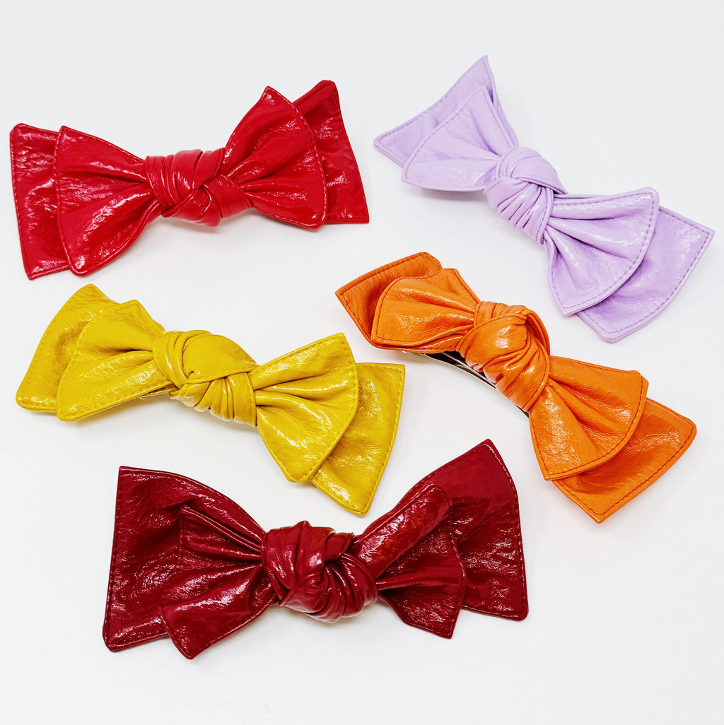 Patent Double Bow Hair Clip-1