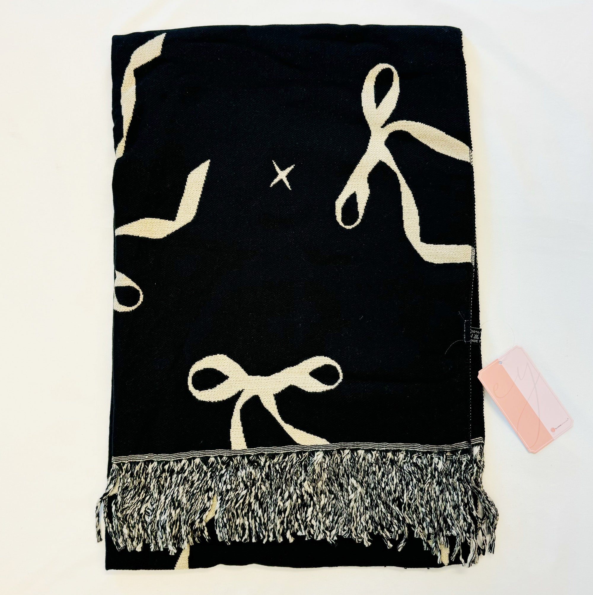 Ballerina Bow Fringed Scarf-3