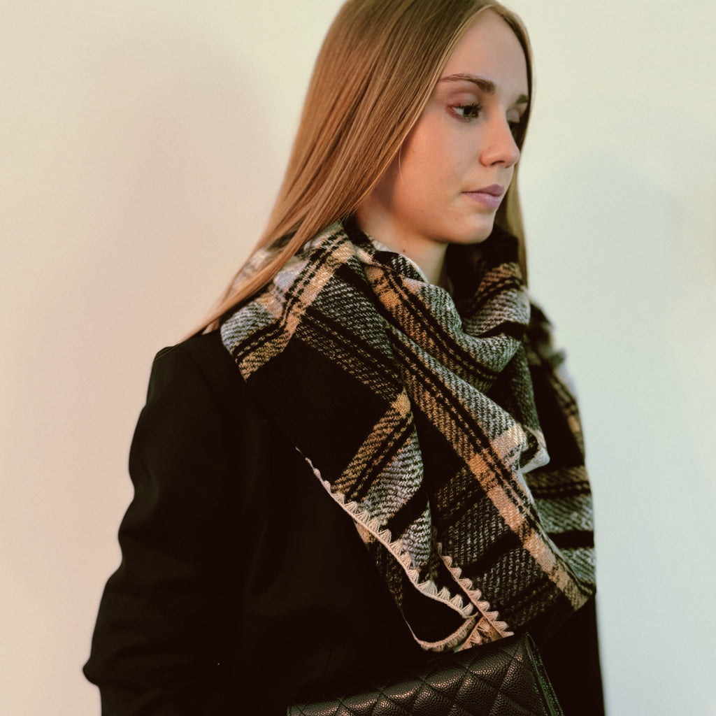 Preciously Stitched Triangle Shawl Scarf-0