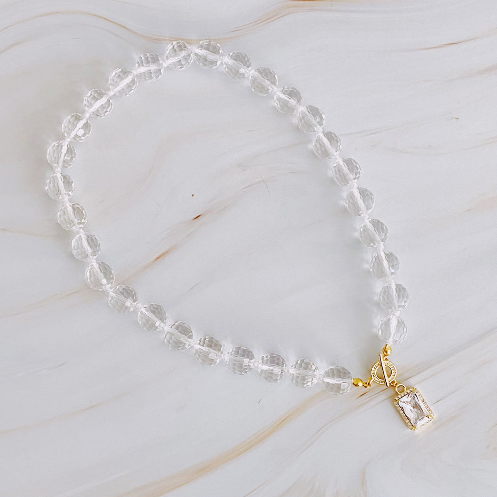 Clear Crystal Ball Chain Necklace-1