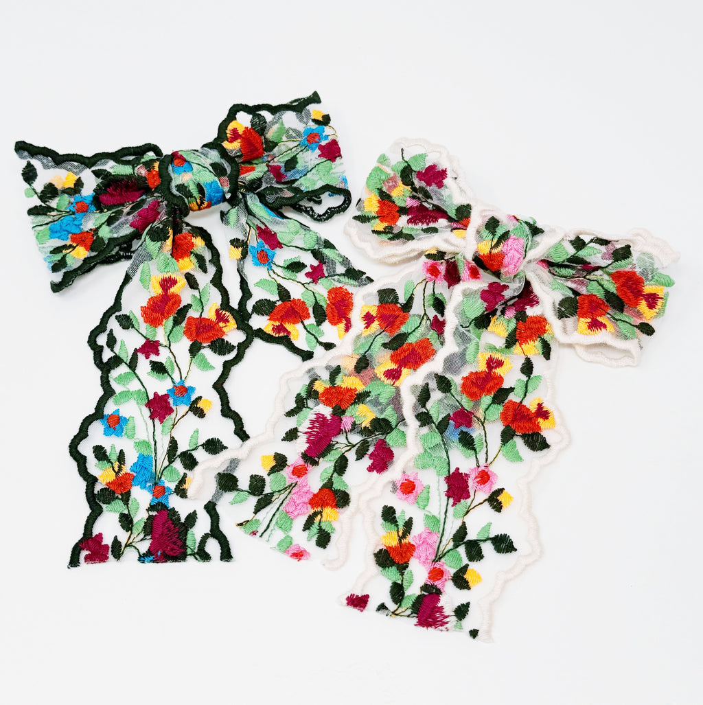 Blooming Garden Lacey Bow Hair Clip-0