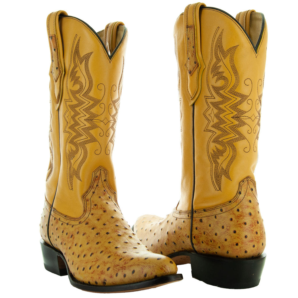 Men's Mantequilla Ostrich Print Cowboy Boots (H7002)