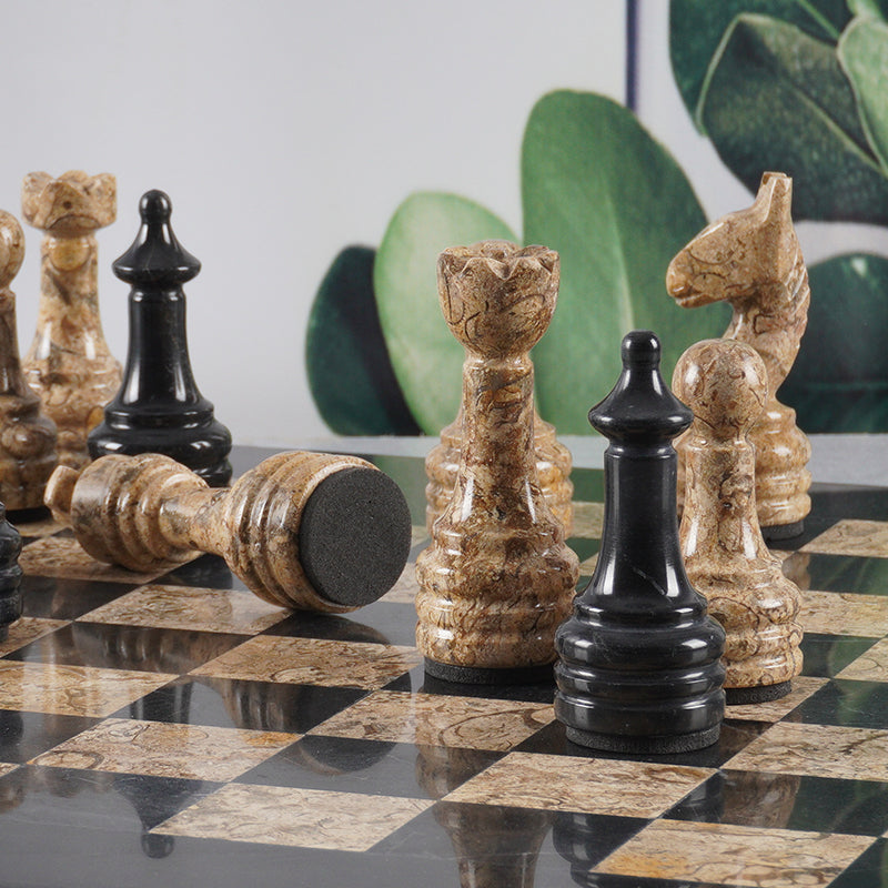 Black and Coral Premium Quality Chess Figures