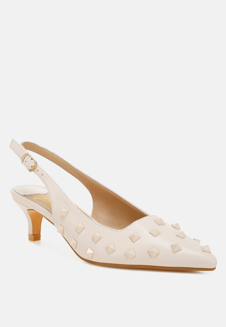 Hegron Stud Embellished Kitten Heels-1