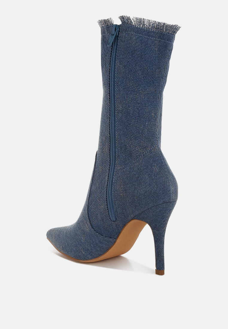 Himkok Distressed Denim Mid-Calf Boots-2