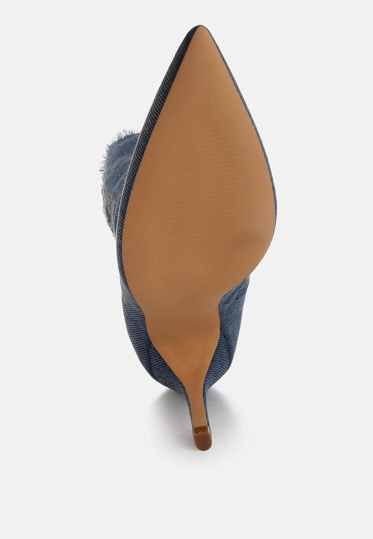 Himkok Distressed Denim Mid-Calf Boots-4