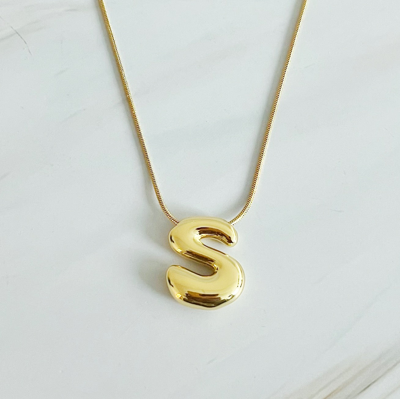 Balloon Letter Initial Necklace-19