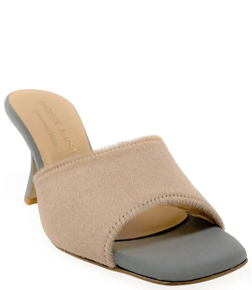 Nude Calf Hair Heel Mule