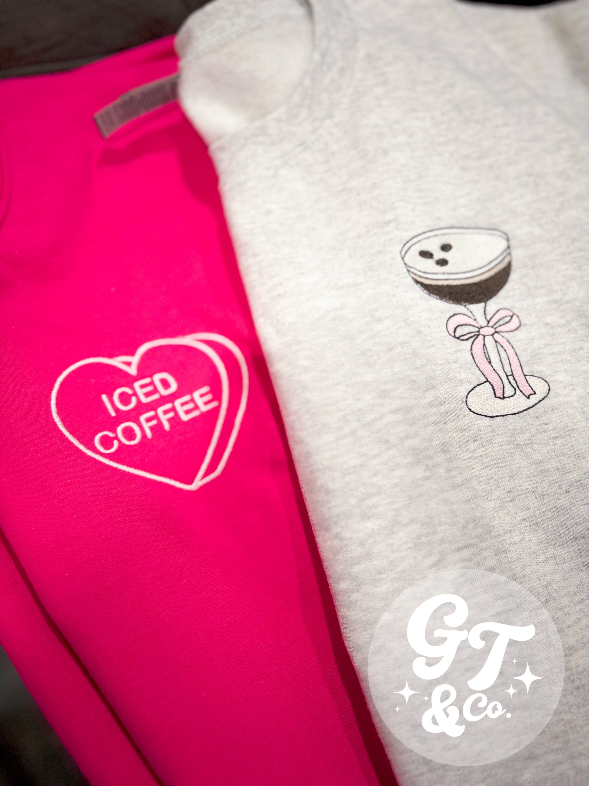 Iced Coffee Heart Embroidered Crewneck *MADE TO ORDER 10-15 BIZ DAYS*