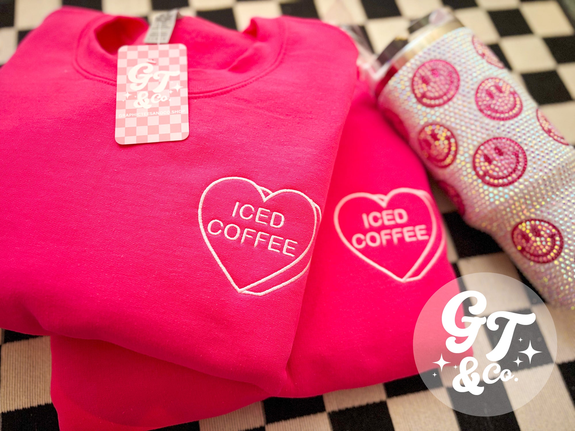 Iced Coffee Heart Embroidered Crewneck *MADE TO ORDER 10-15 BIZ DAYS*