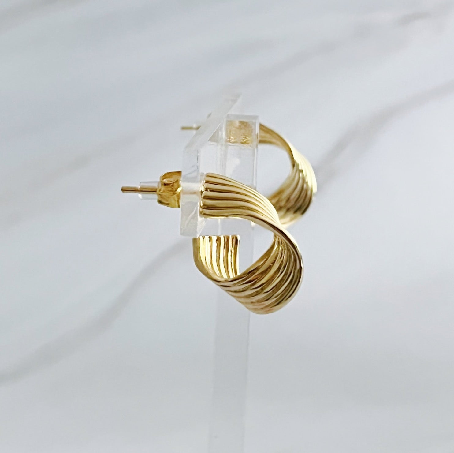 Wave Twisted Hoop Earrings-1
