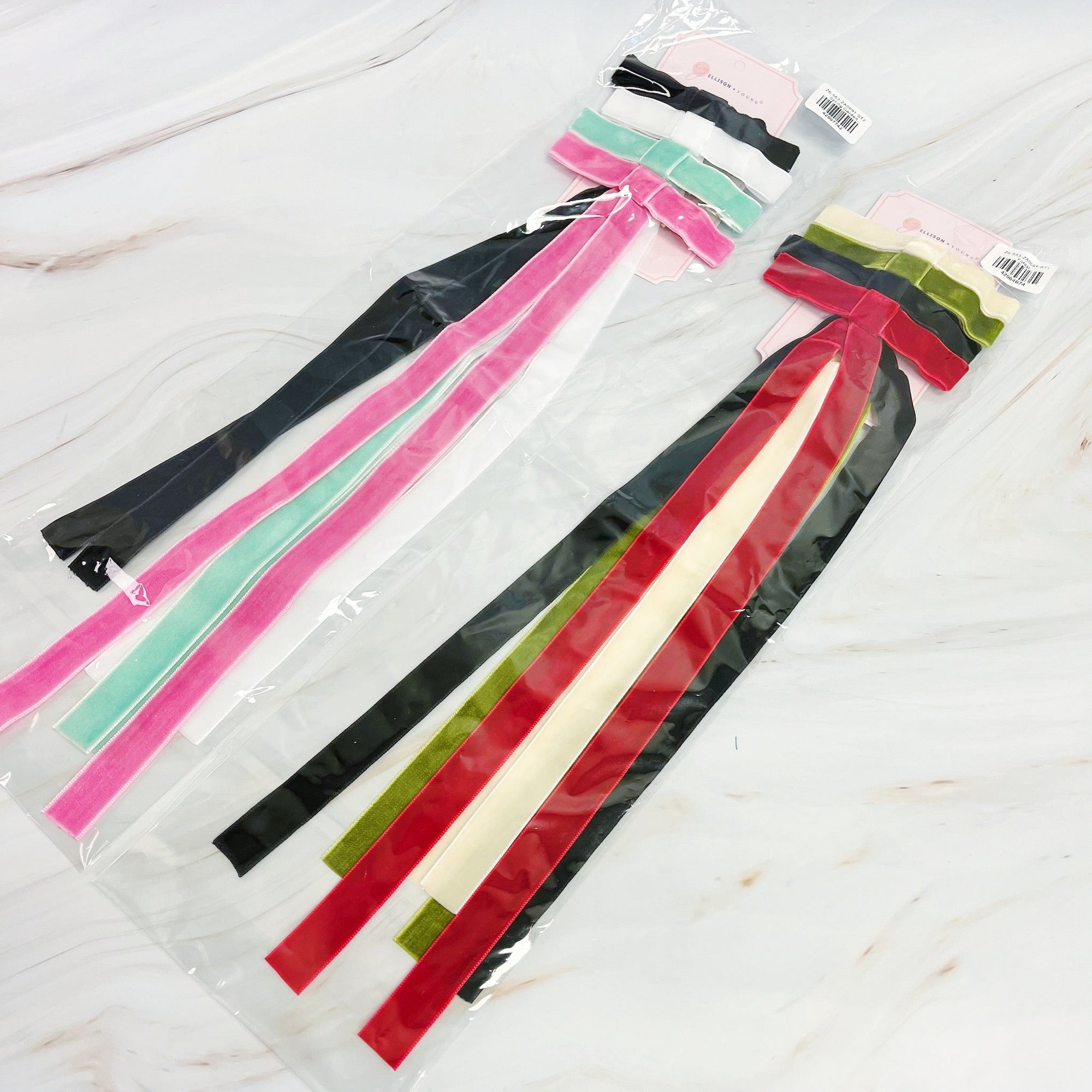 Long And Slim Velvet Bow Hair Clip Set Of 4-4