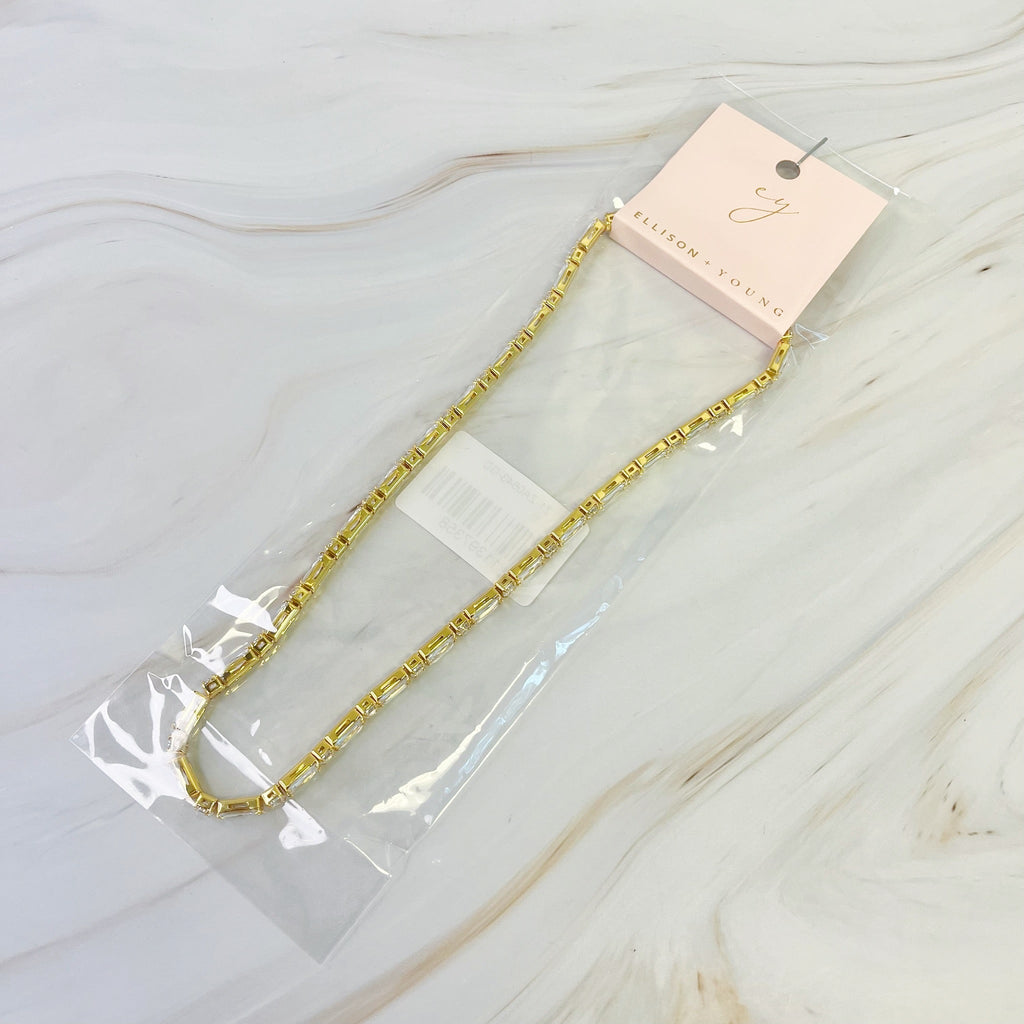 Mixed Shape Sparkle Tennis Necklace-3