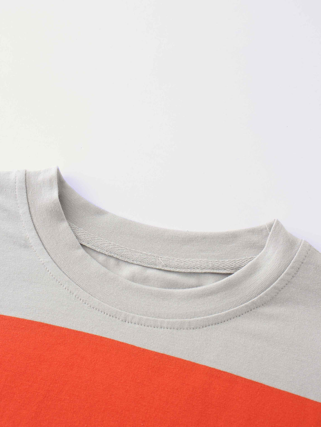Oversized Rounded Hem T-Shirt-Grey/Orange-2