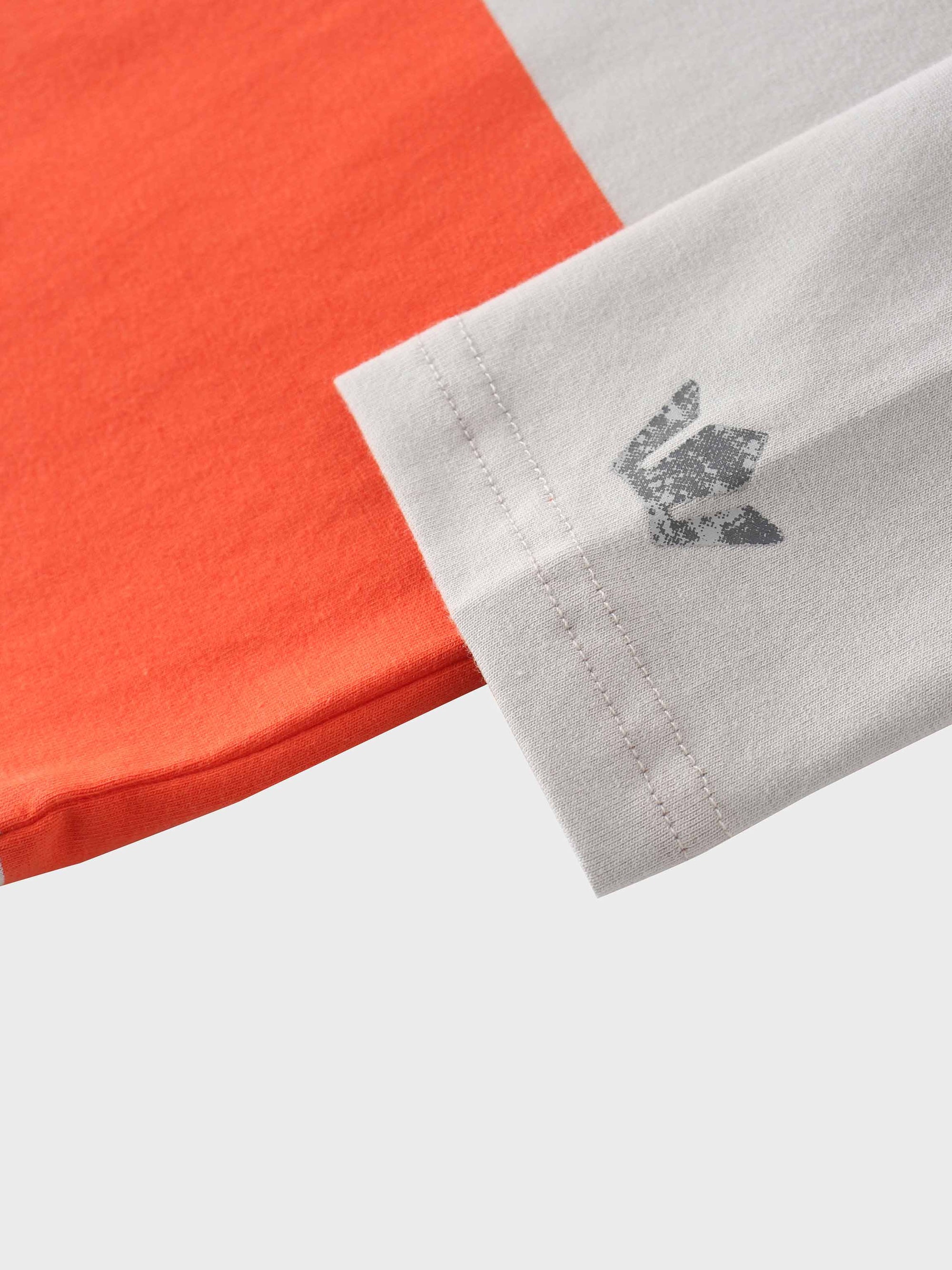 Oversized Rounded Hem T-Shirt-Grey/Orange-3