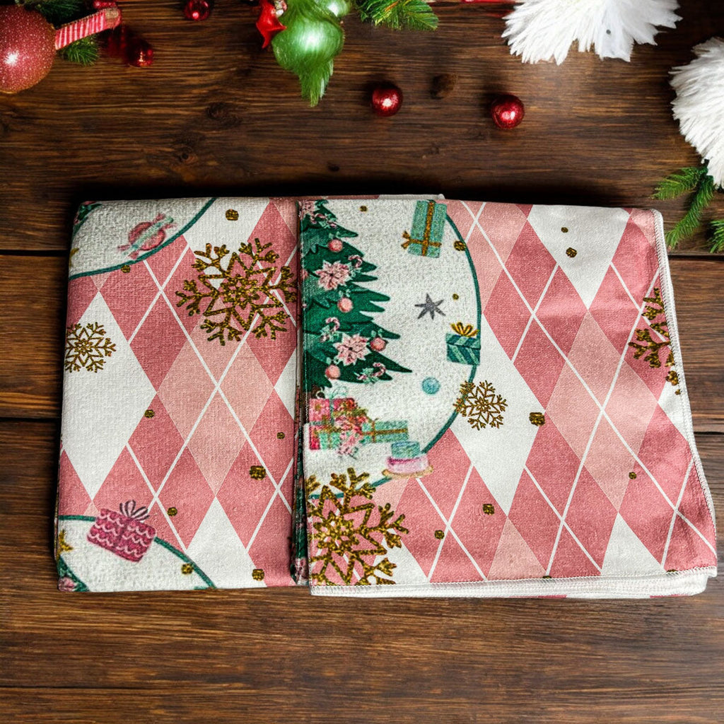 Pink Christmas Hand Towel-1