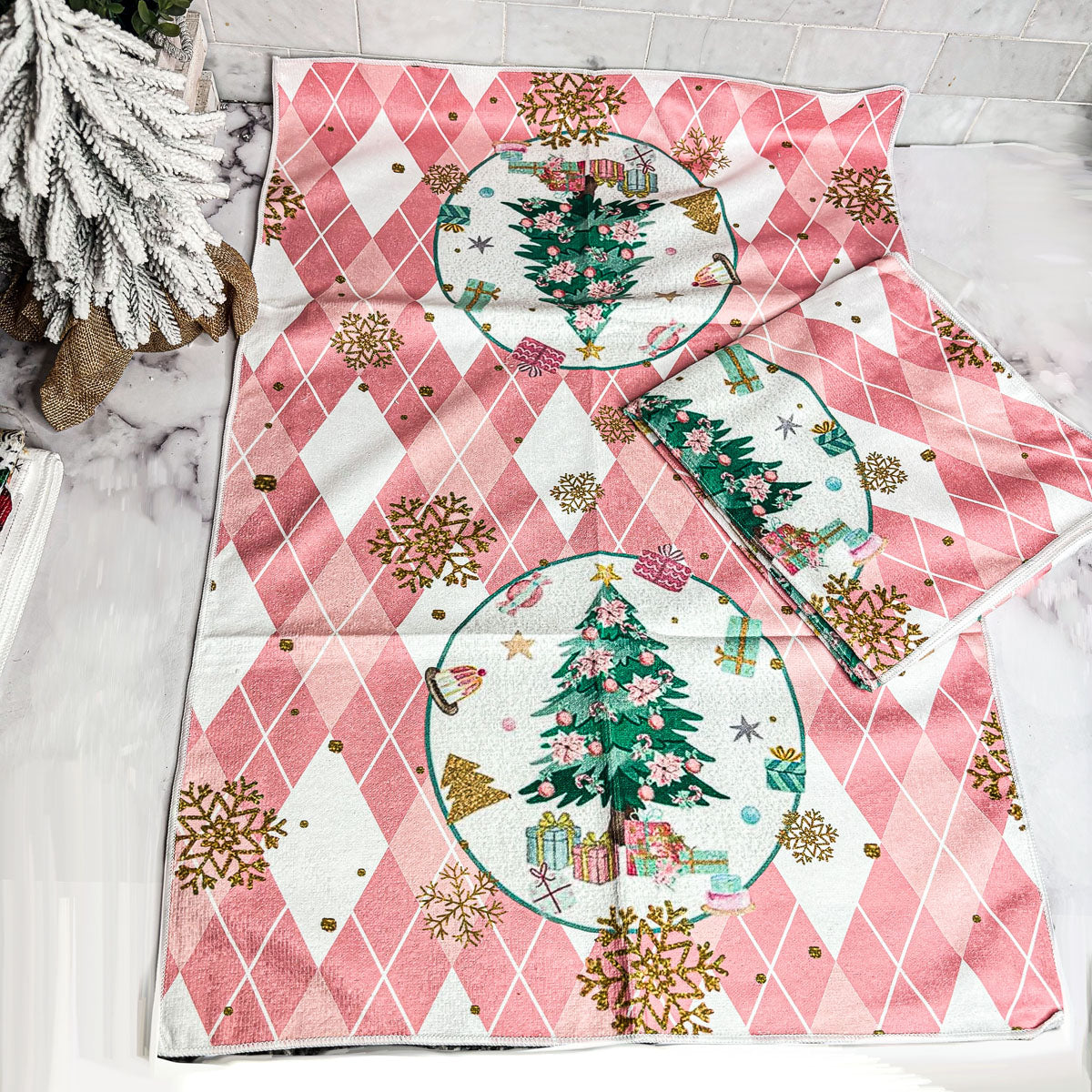 Pink Christmas Hand Towel-0