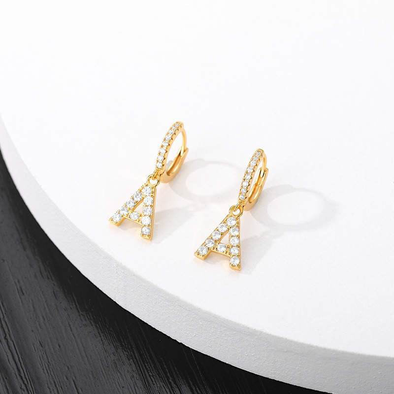 Crystal Initial Drop Earrings-4