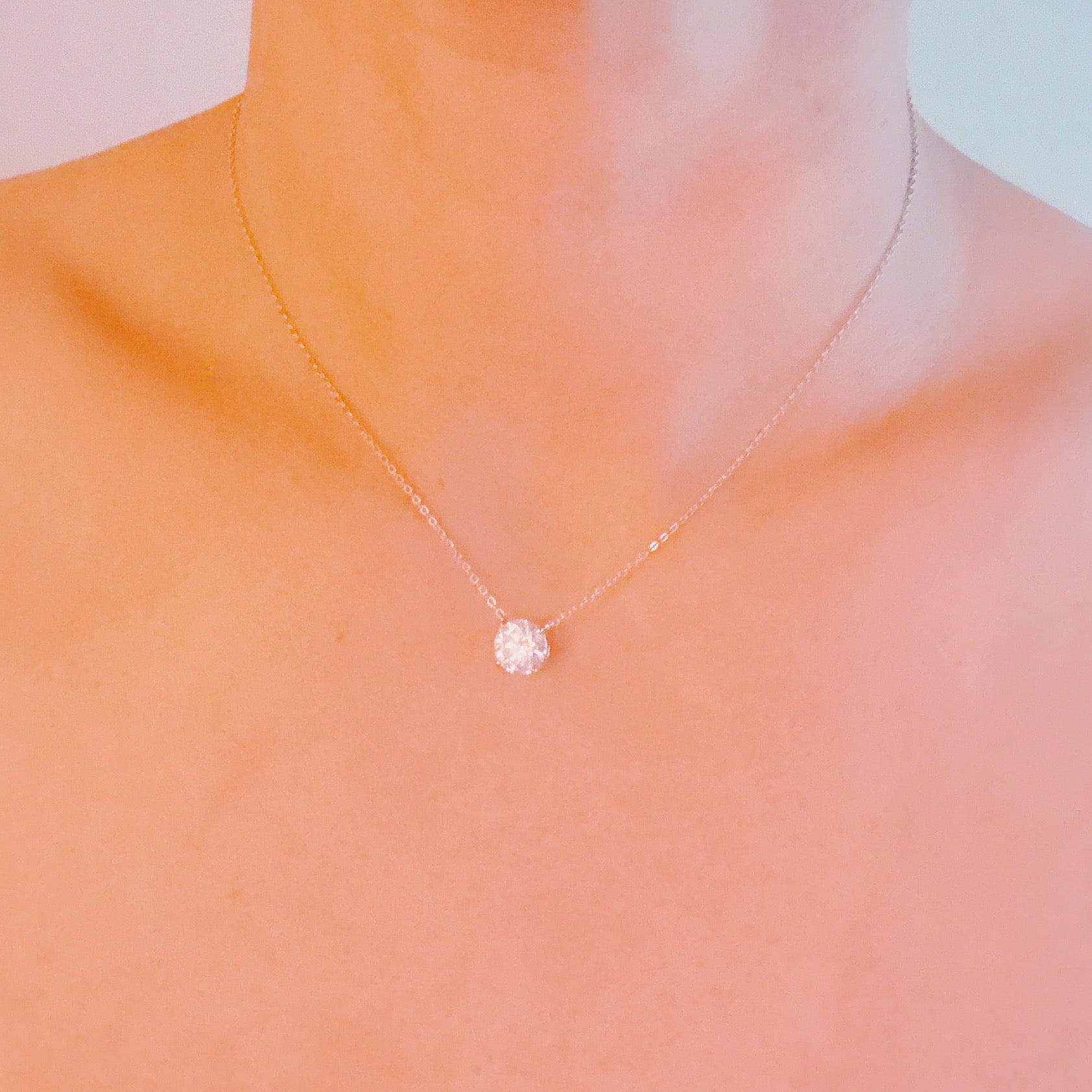 Brilliant Sparkle Moissanite Floating Necklace-2
