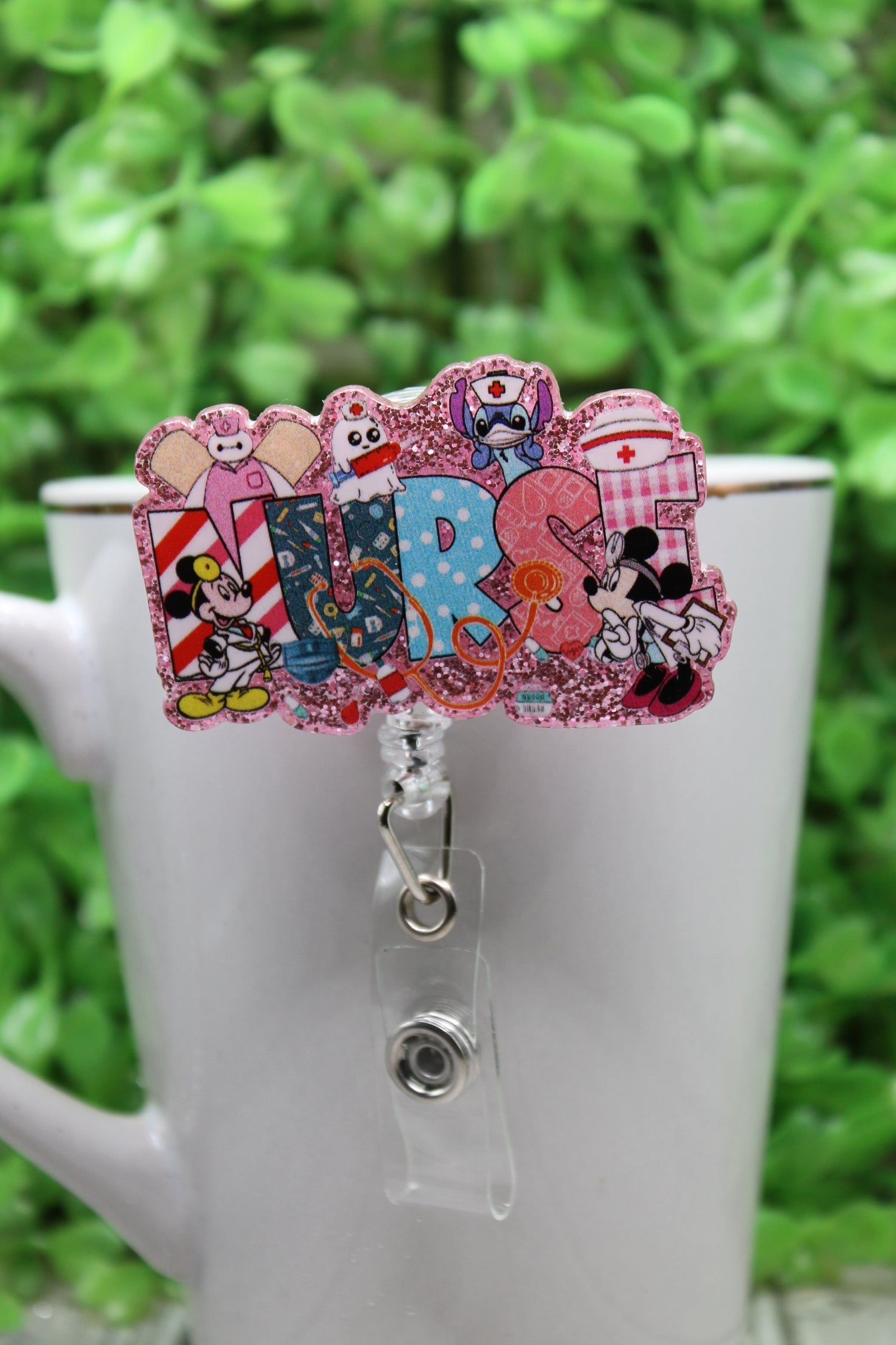 NURSE Characters Badge/ID Holder with Alligator Clip