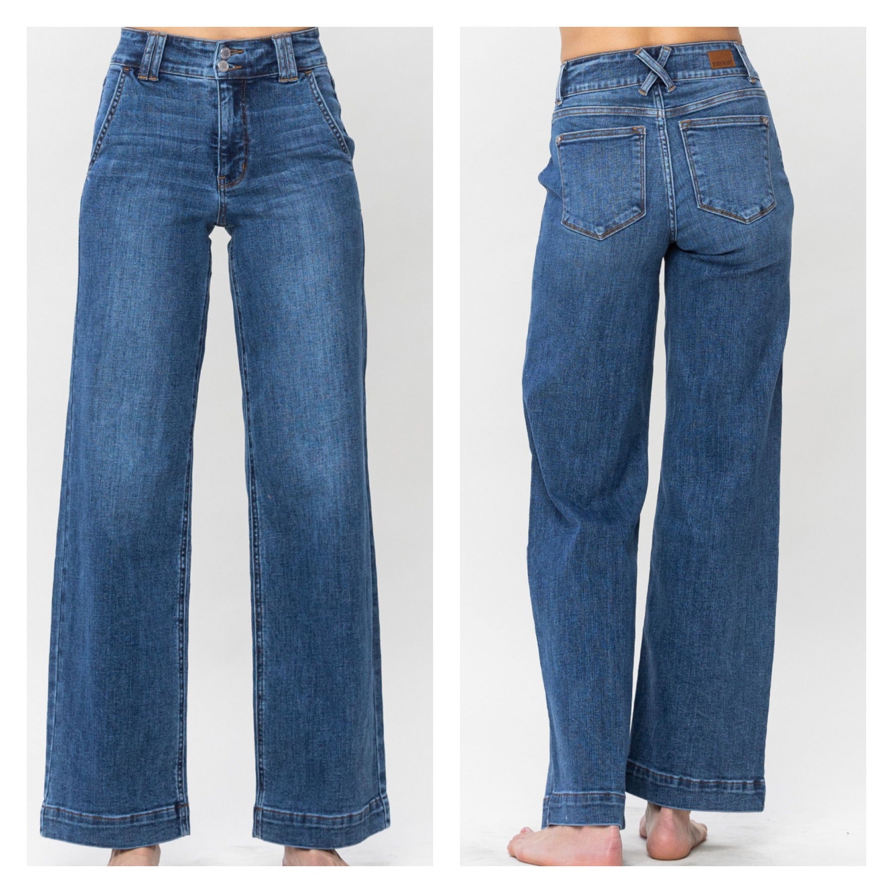 Judy Blue Double Button Wide Leg Jeans