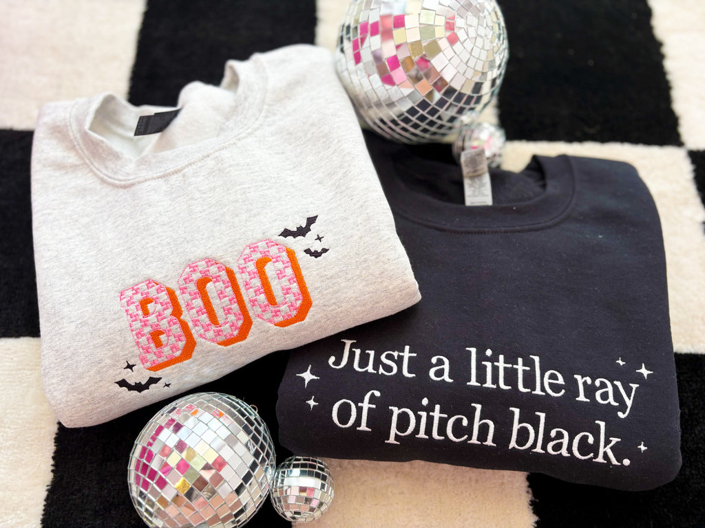 BOO Checkered Embroidered Crewneck *MADE TO ORDER 10-15 BIZ DAYS*