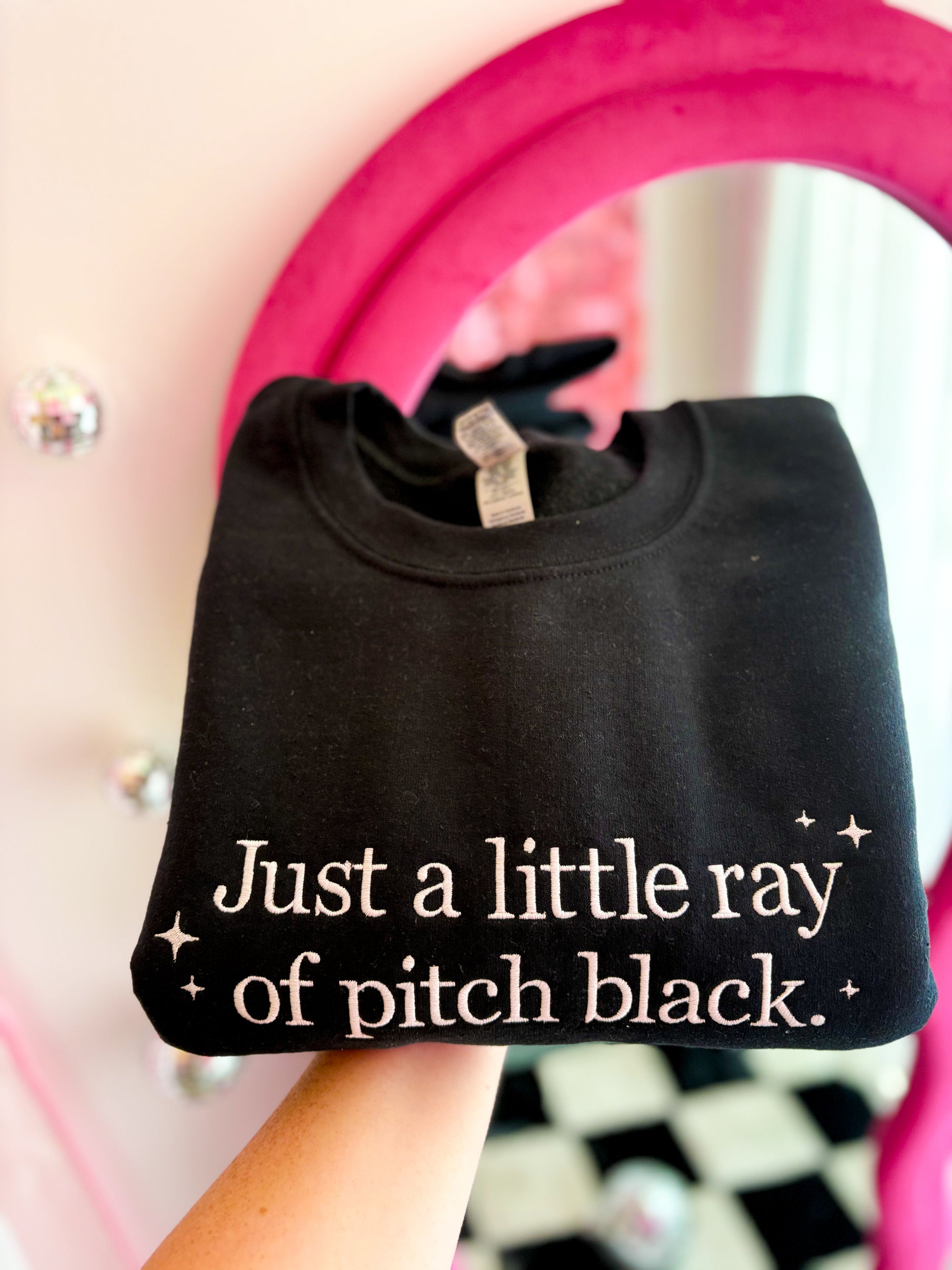 Pitch Black Embroidered Crewneck *MADE TO ORDER 10-15 BIZ DAYS*