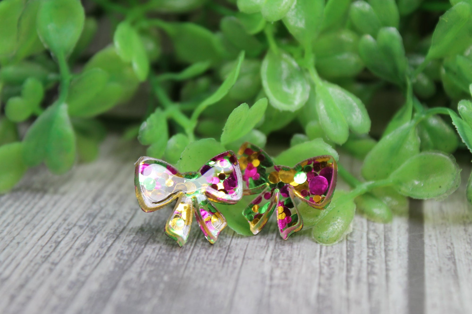 Multi Confetti Bow • Stud Earrings