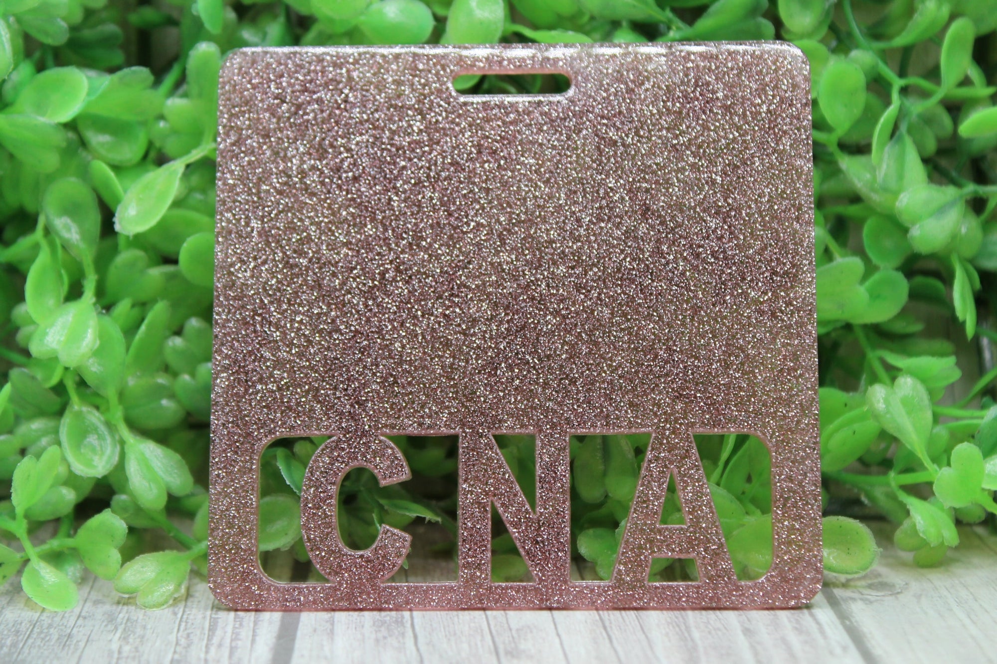 CNA - Certified Nursing Assistant Rose Gold Glitter • Square Badge Buddy